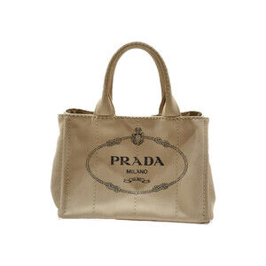 PRADA Canapa Beige Tan Canvas Handbag Shoulder Bag